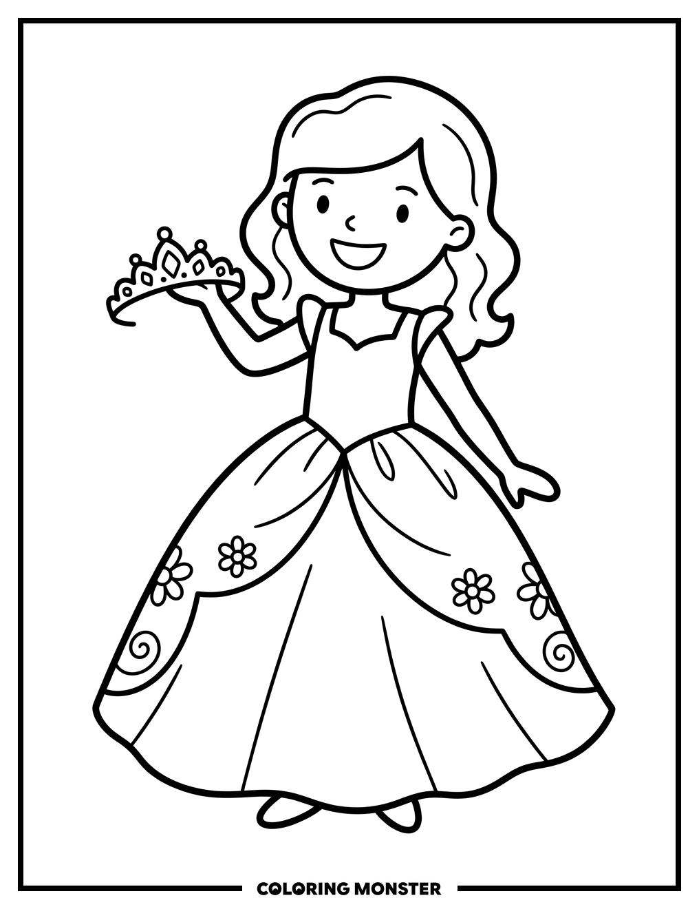 Princess with Tiara Coloring Page