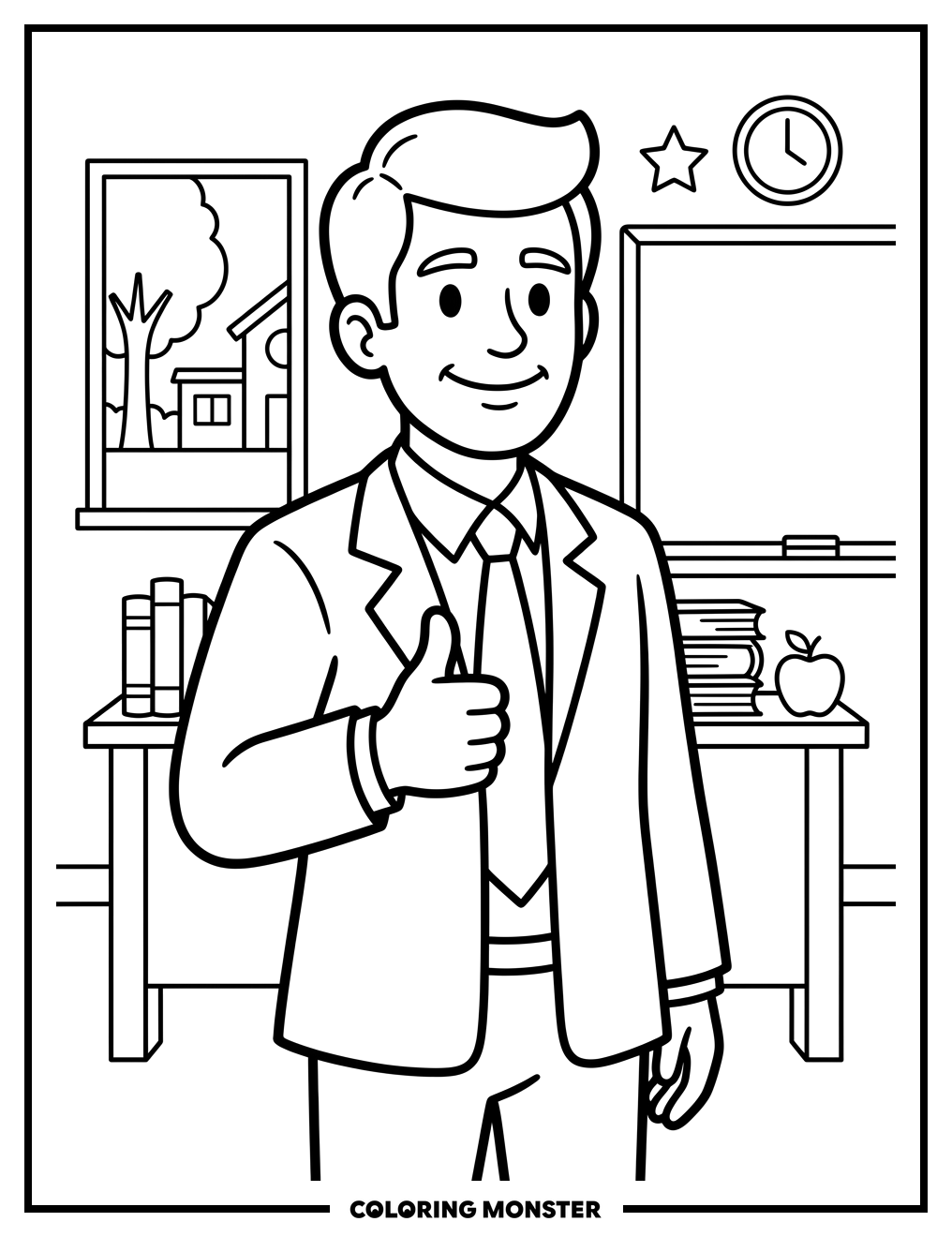 Principal Giving Thumbs-Up Coloring Page
