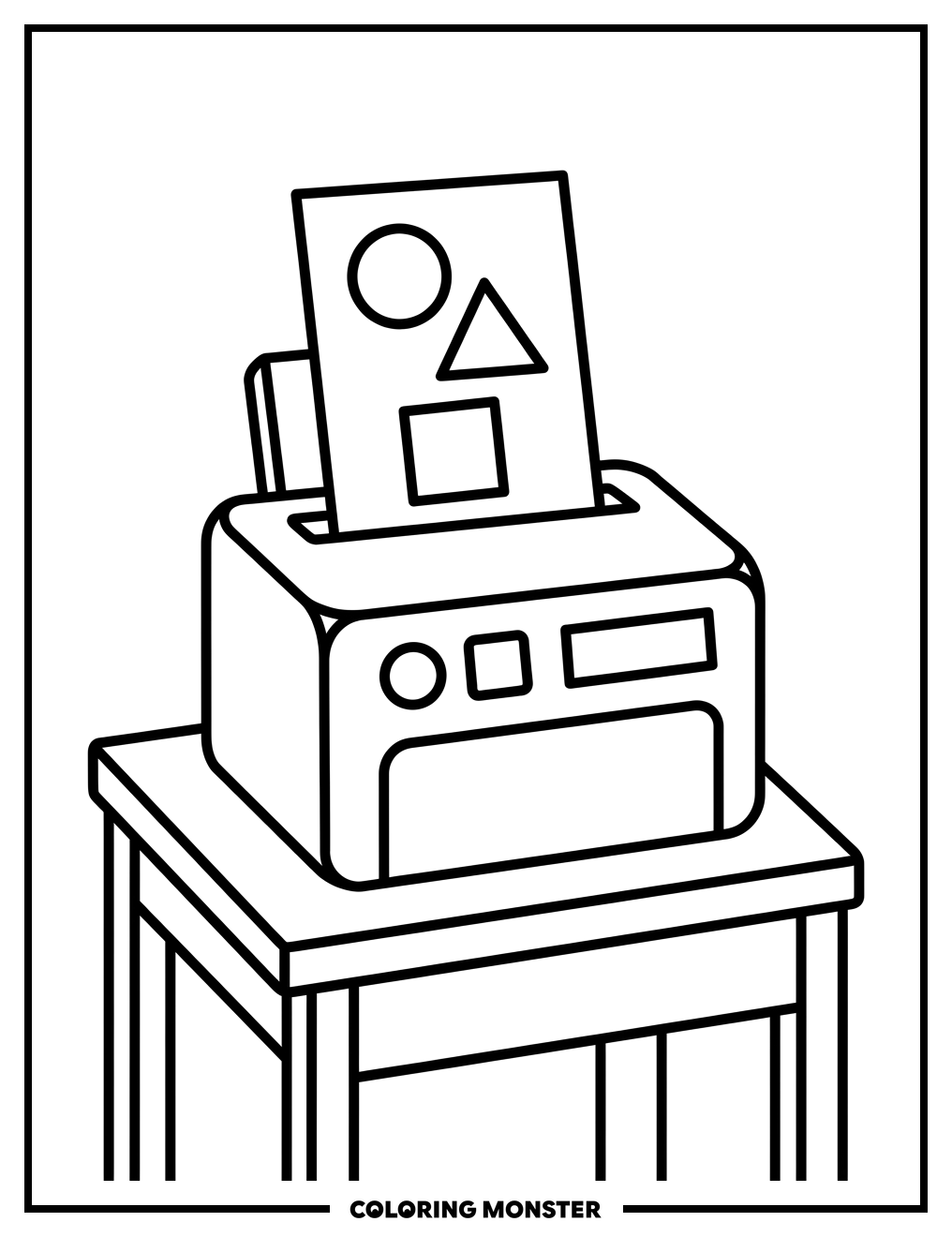 Printer With Paper Coloring Page