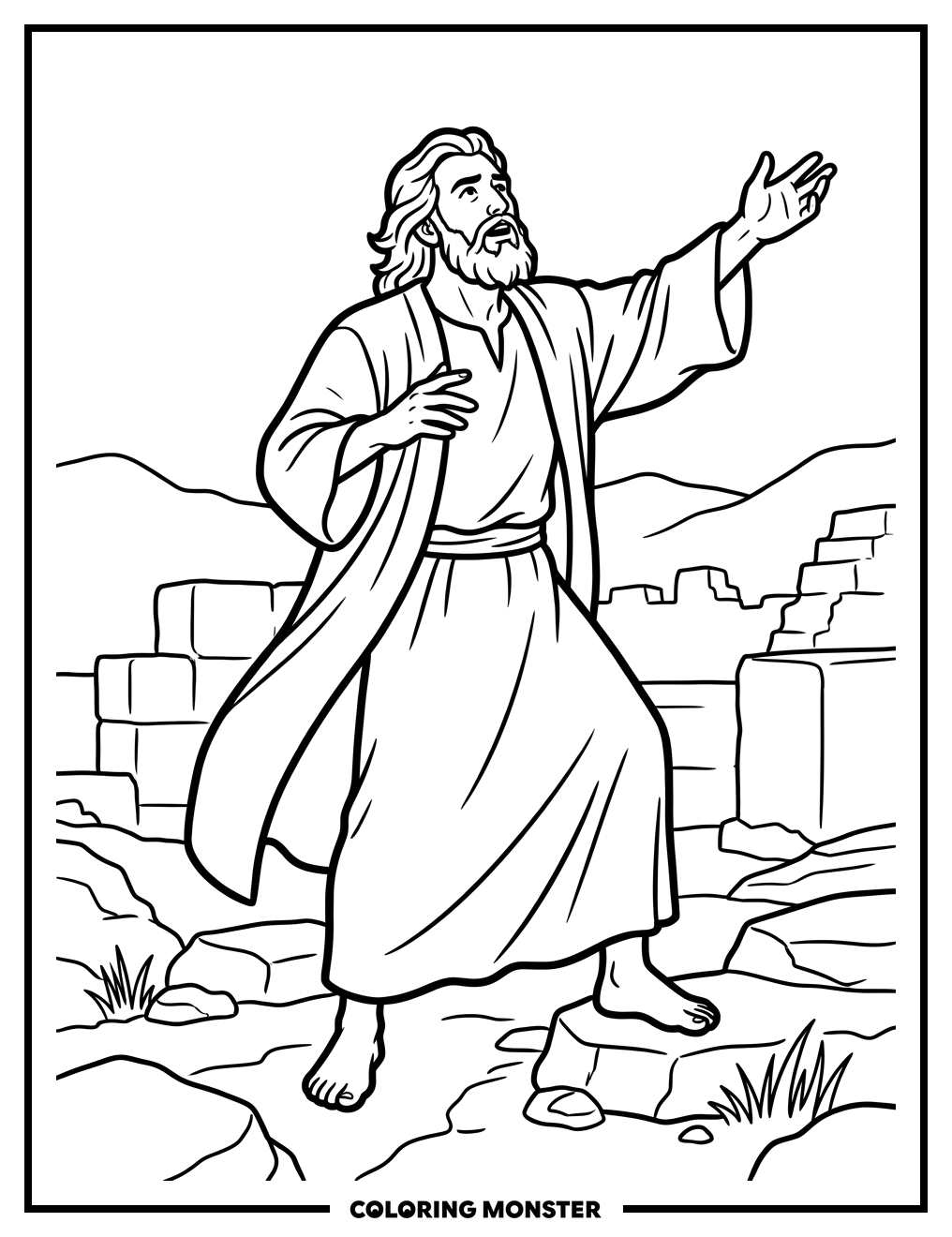 Prophet Haggai Delivering a Message Coloring Page