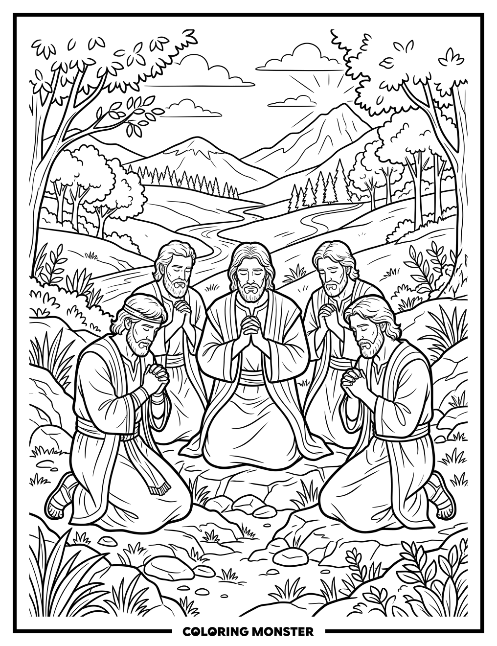 Prophets Praying in Serenity Coloring Page