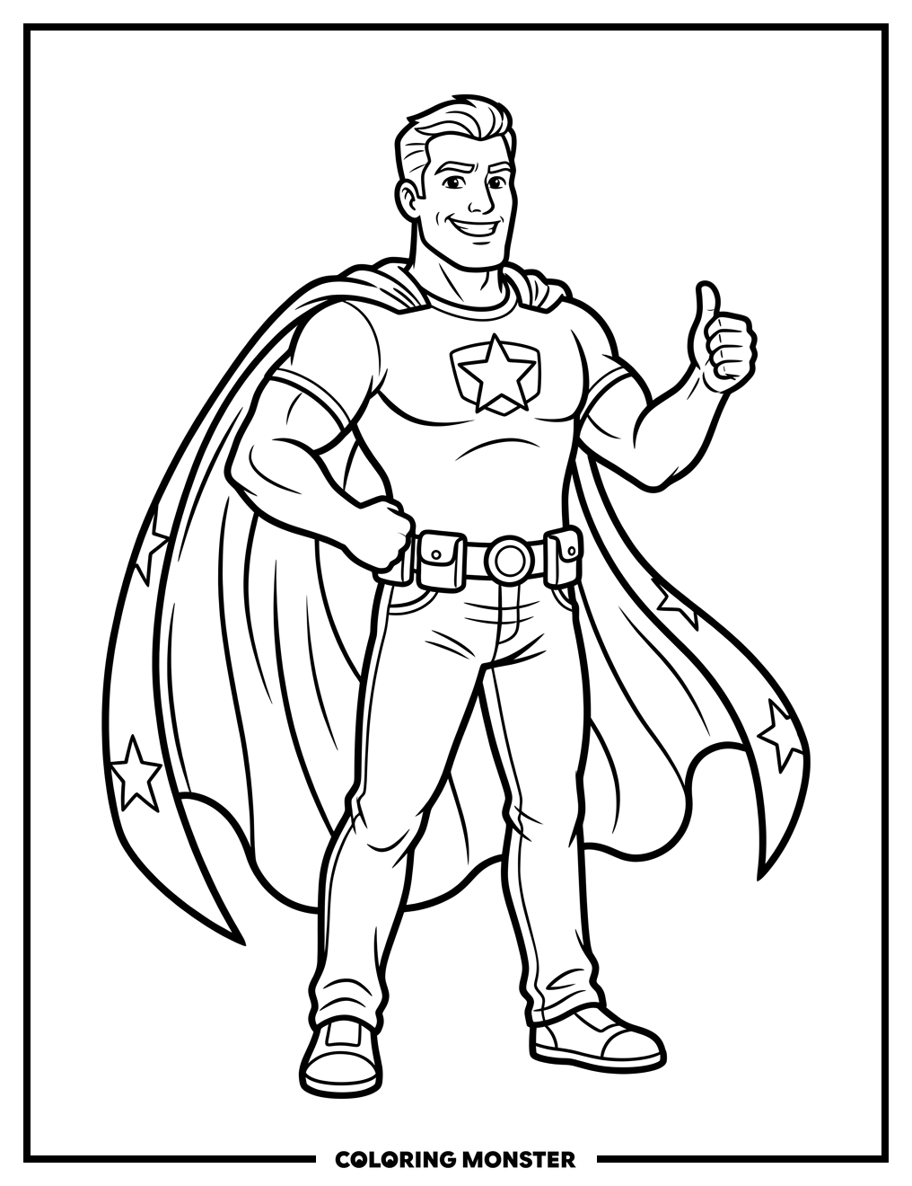 Proud Dad Superhero Coloring Page