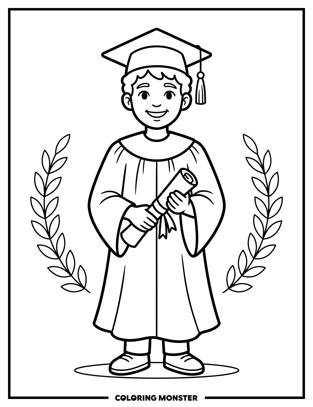 Proud Graduate With Diploma Coloring Page
