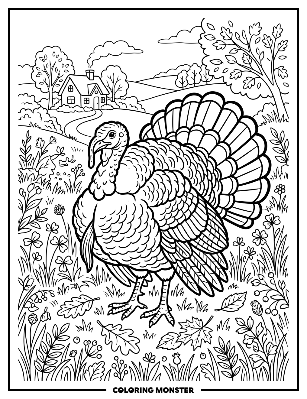 Proud Turkey in Autumn Field