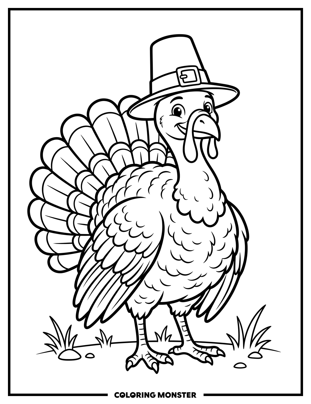 Proud Turkey Pilgrim Coloring Page