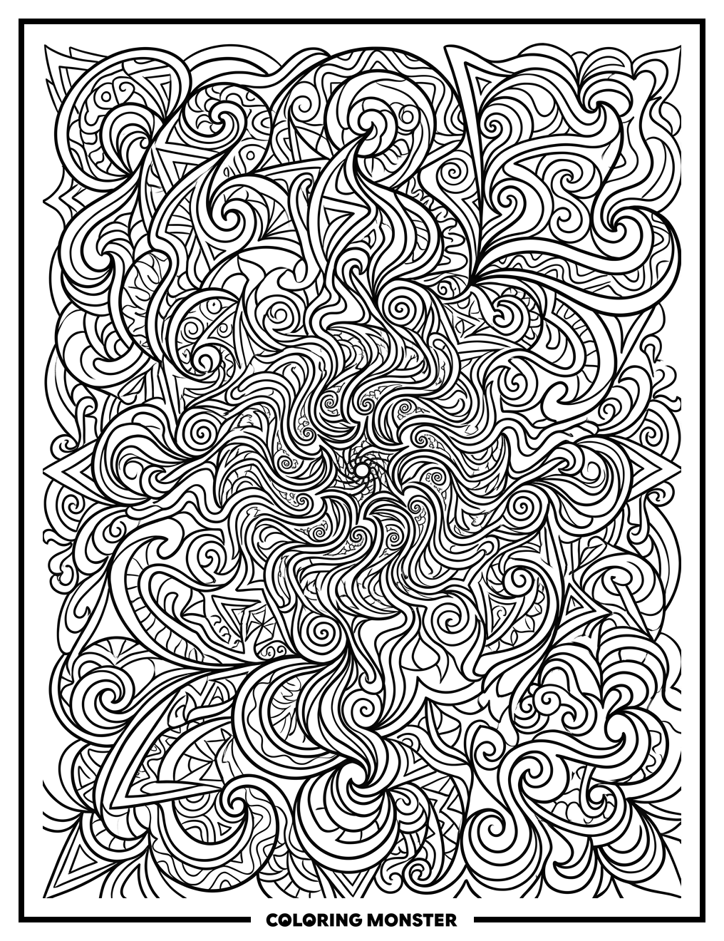 Psychedelic Geometric Swirls Coloring Page