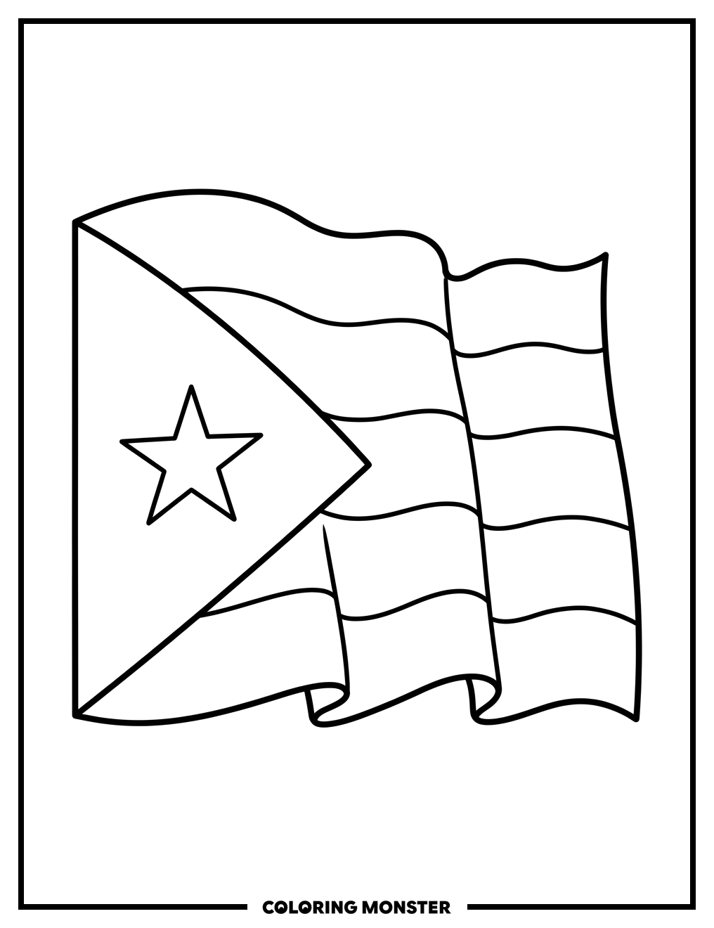 Puerto Rico Flag Waving Coloring Page