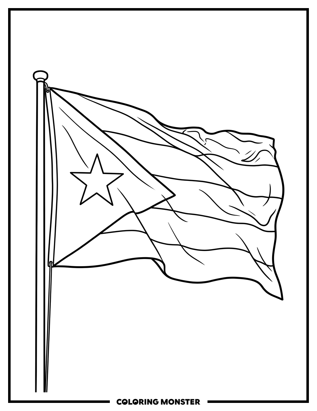 Puerto Rico Flag Waving Coloring Page
