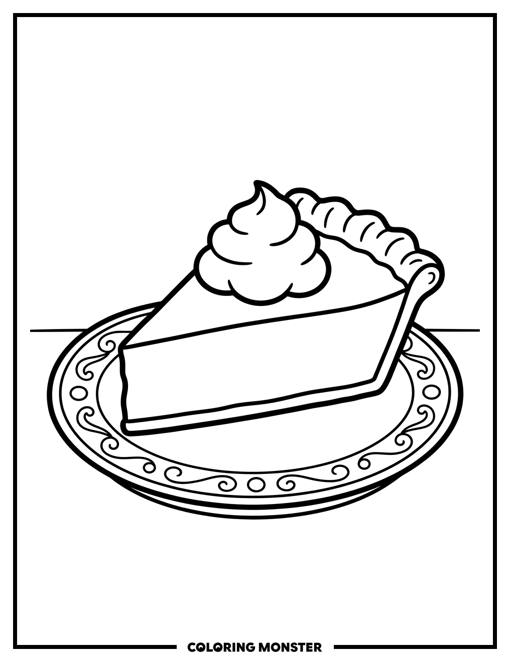 Pumpkin Pie Slice Coloring Page