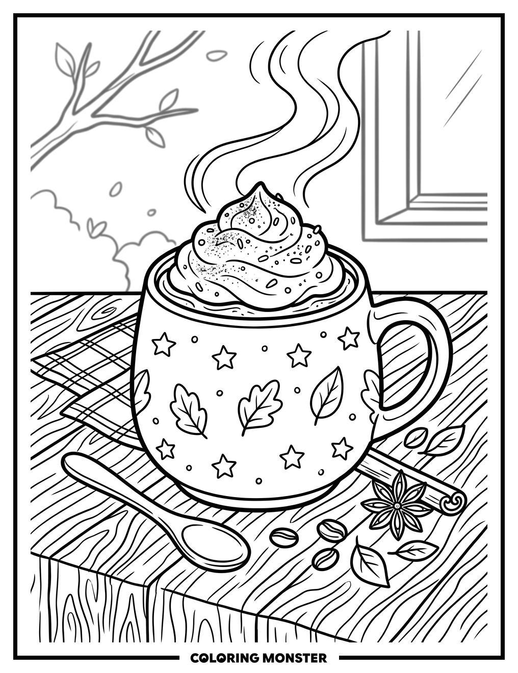 Pumpkin Spice Latte Mug Coloring Page