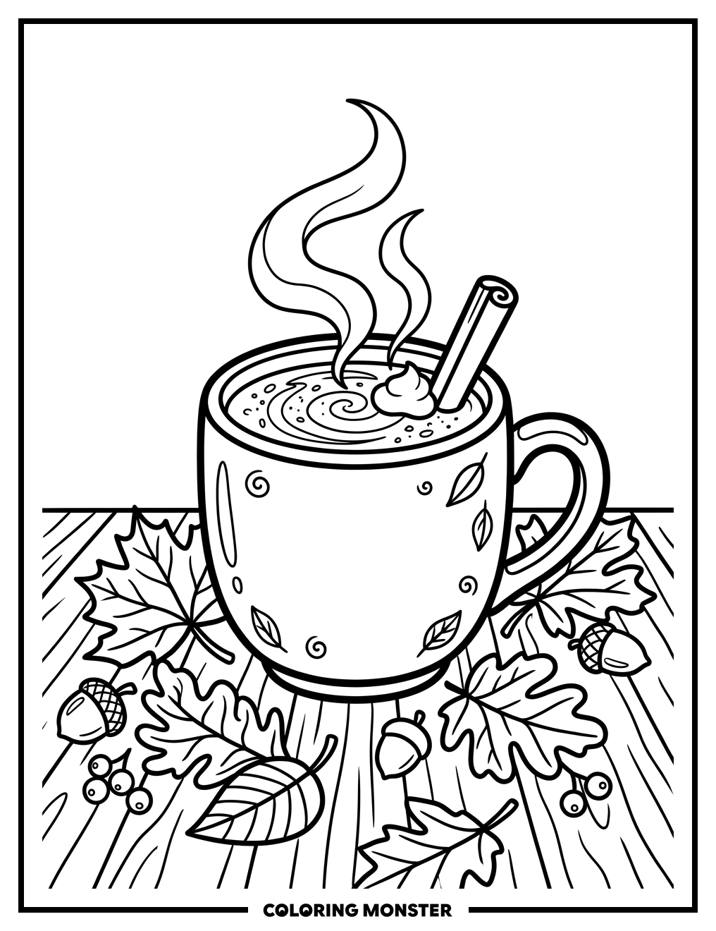 Pumpkin Spice Latte Mug Coloring Page