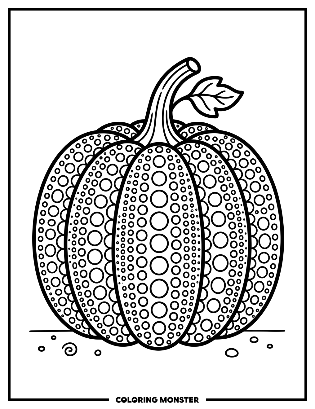 Pumpkin With Polka Dots Coloring Page
