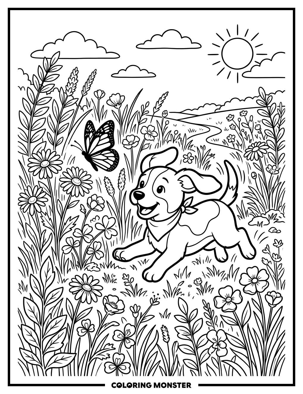 Puppy Chasing Butterfly