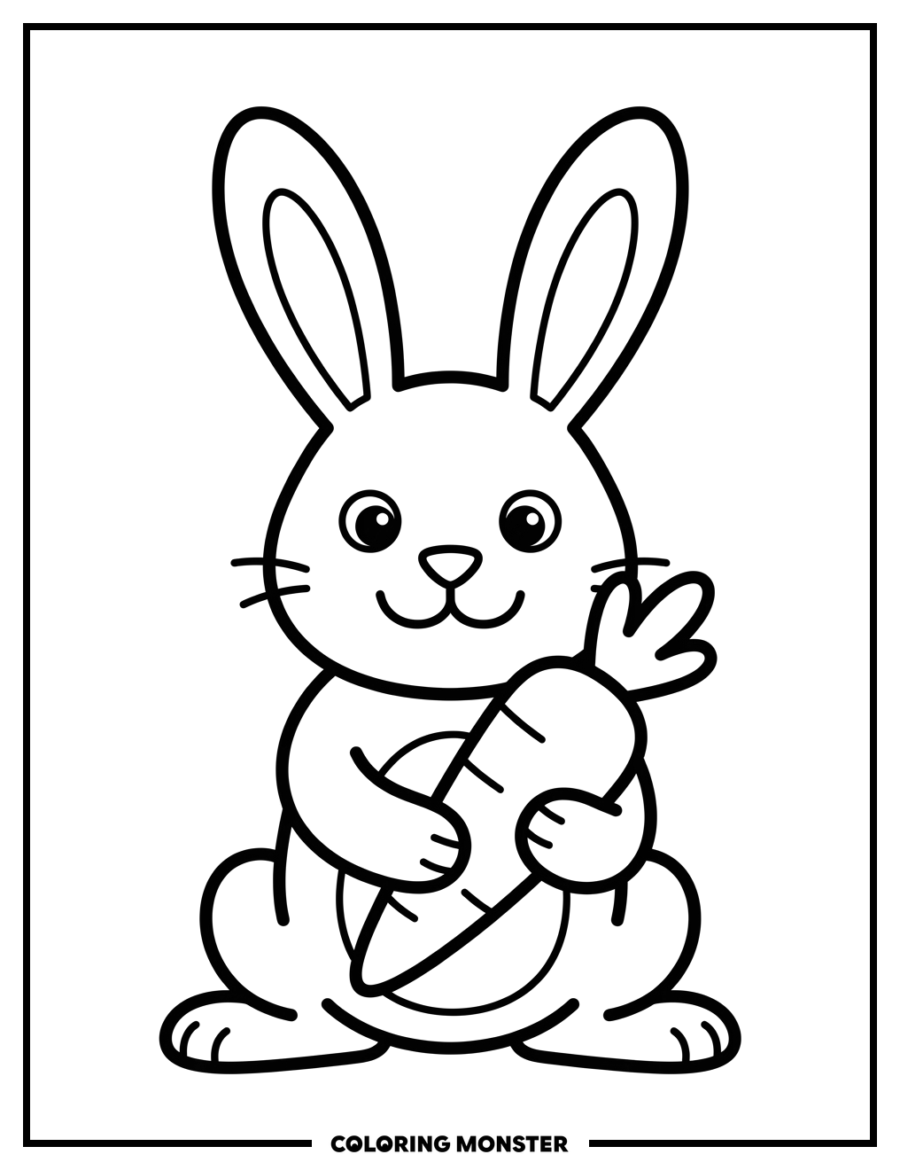 Rabbit Holding a Big Carrot Coloring Page