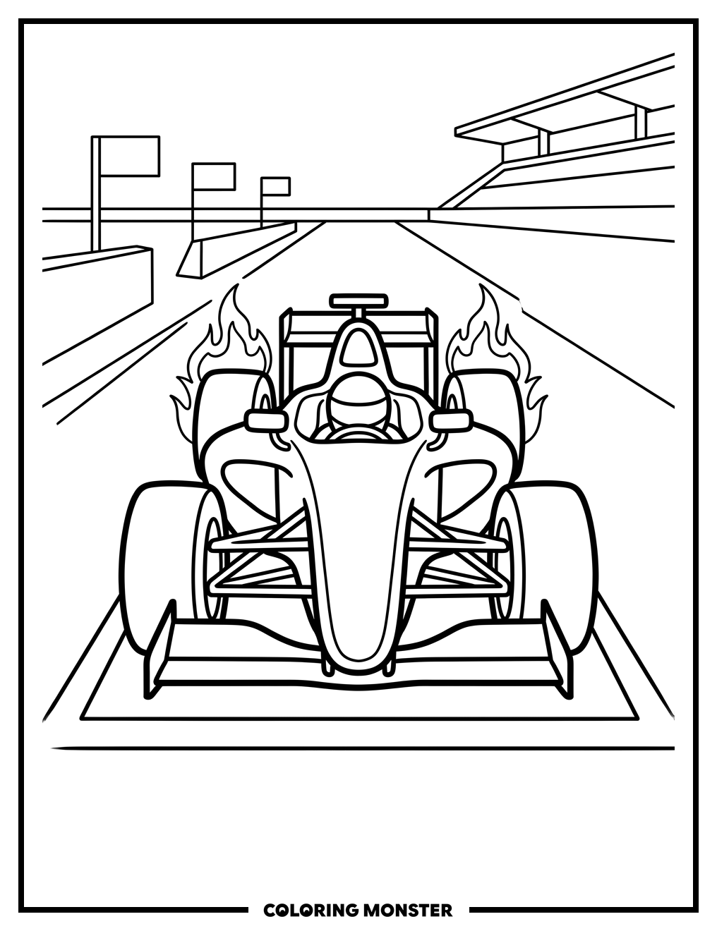 Race Car at Starting Line Coloring Page