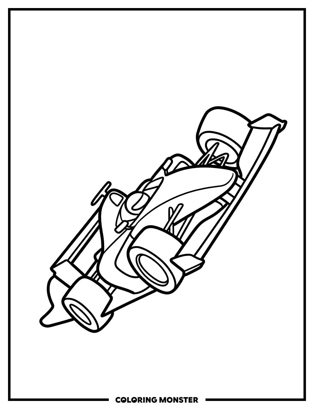 Race Car Speeding on Track Coloring Page