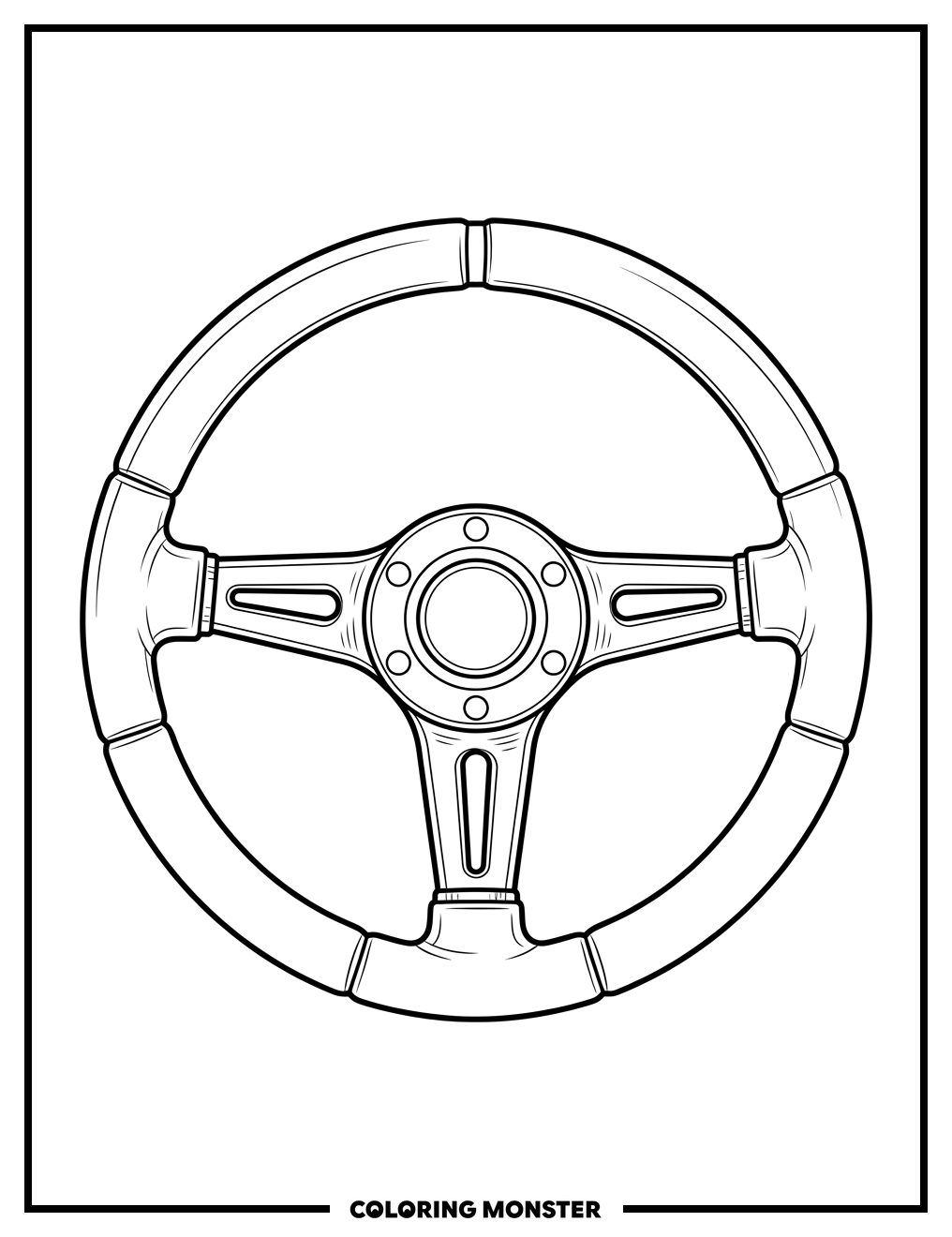 Racing Car Steering Wheel Coloring Page