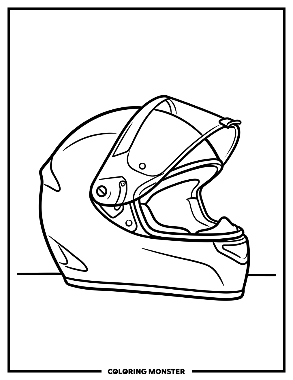 Racing Helmet Side View Coloring Page