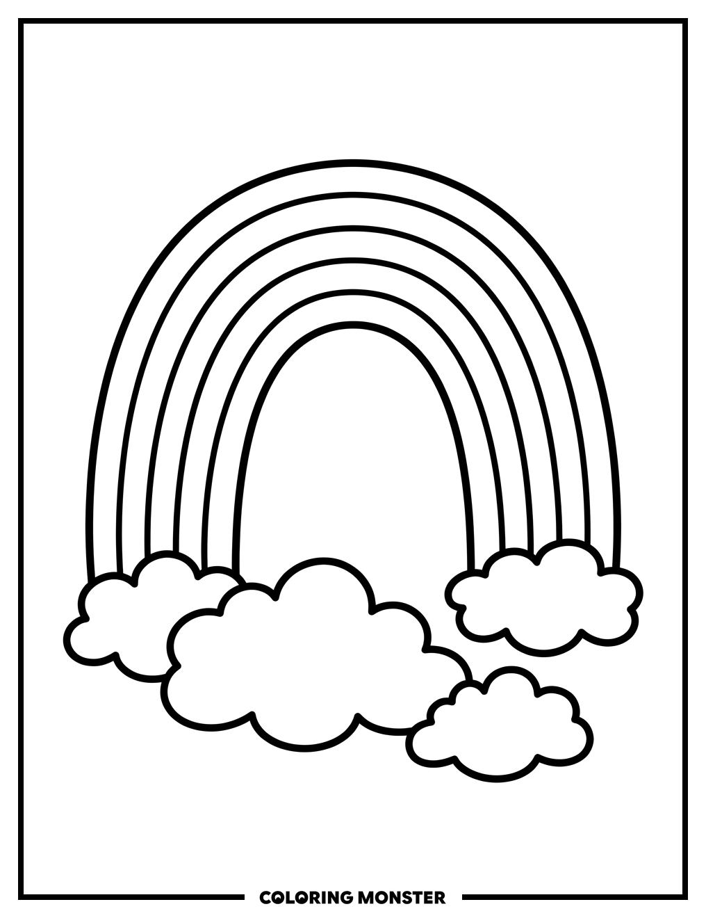 Rainbow Arch with Clouds Coloring Page
