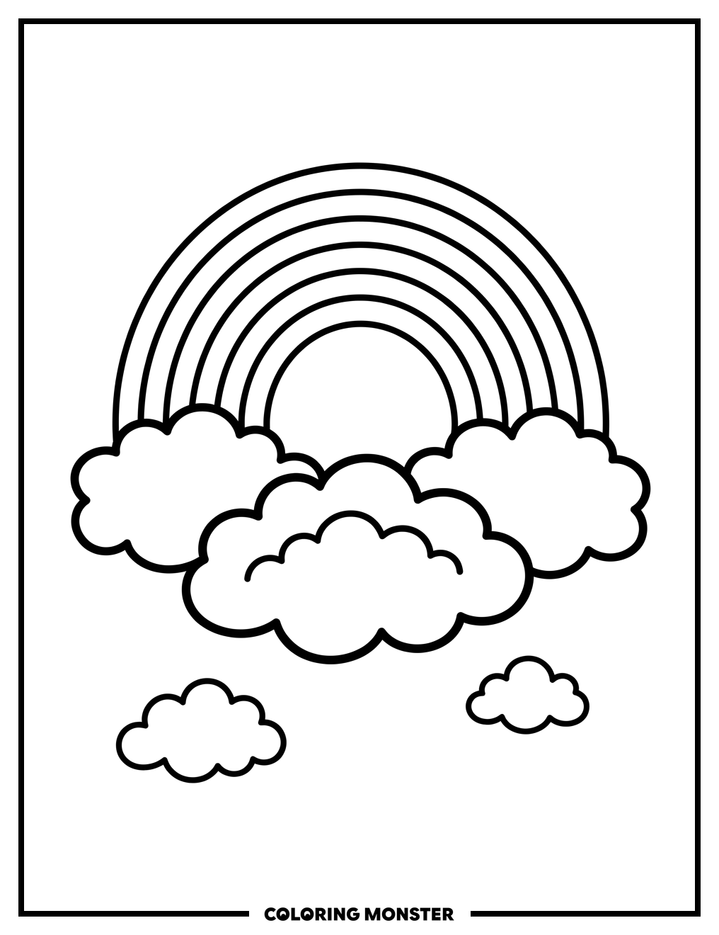 Rainbow Arching Over Clouds Coloring Page