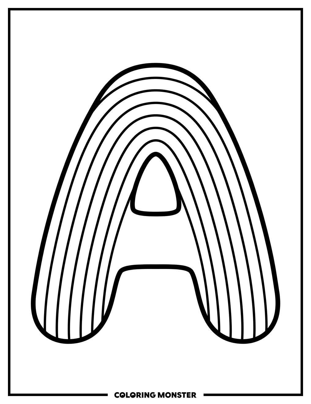 Rainbow Letter A Coloring Page