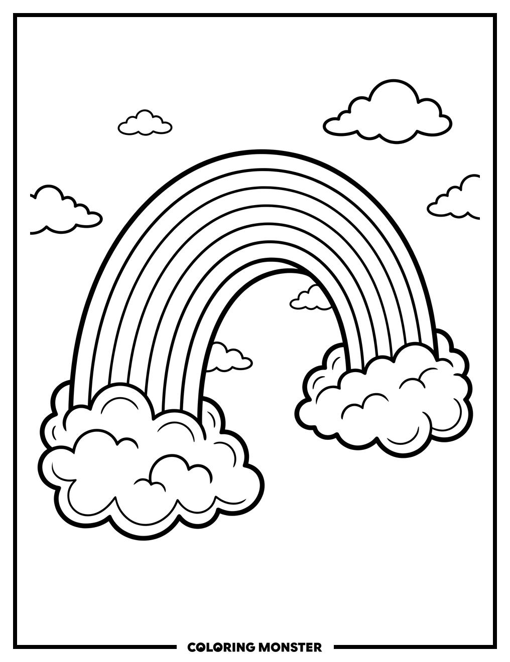 Rainbow Over Clouds Coloring Page