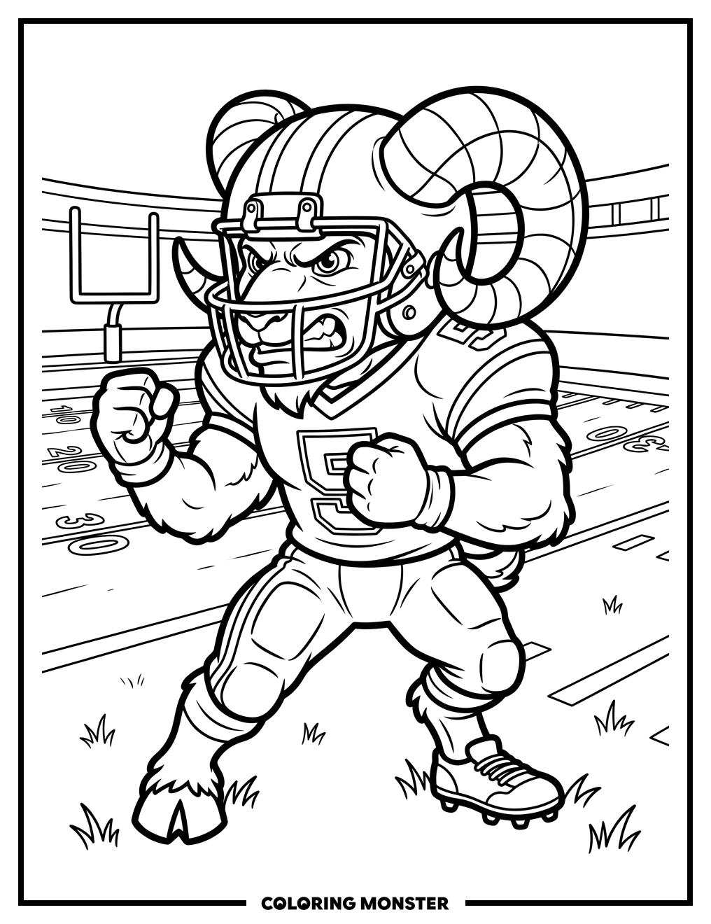 Ram Football Mascot Coloring Page