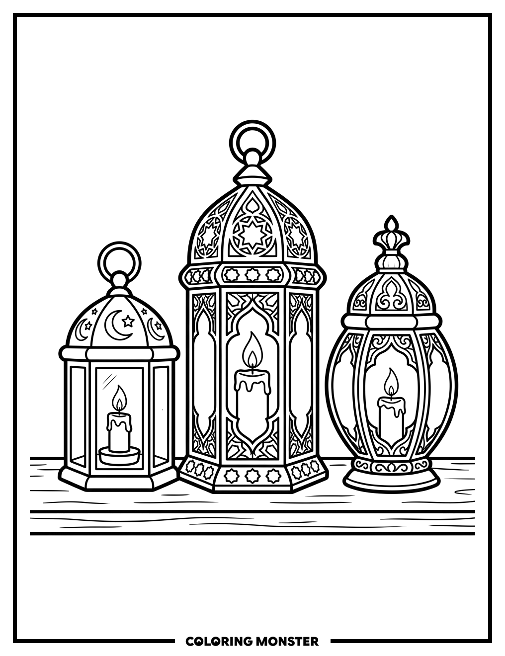 Ramadan Lanterns Glow Coloring Page