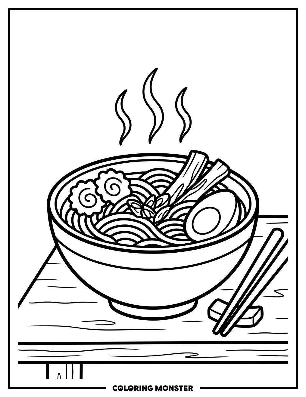 Ramen Bowl With Chopsticks Coloring Page
