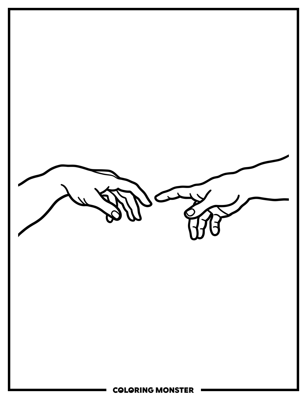 Reaching Hands Coloring Page
