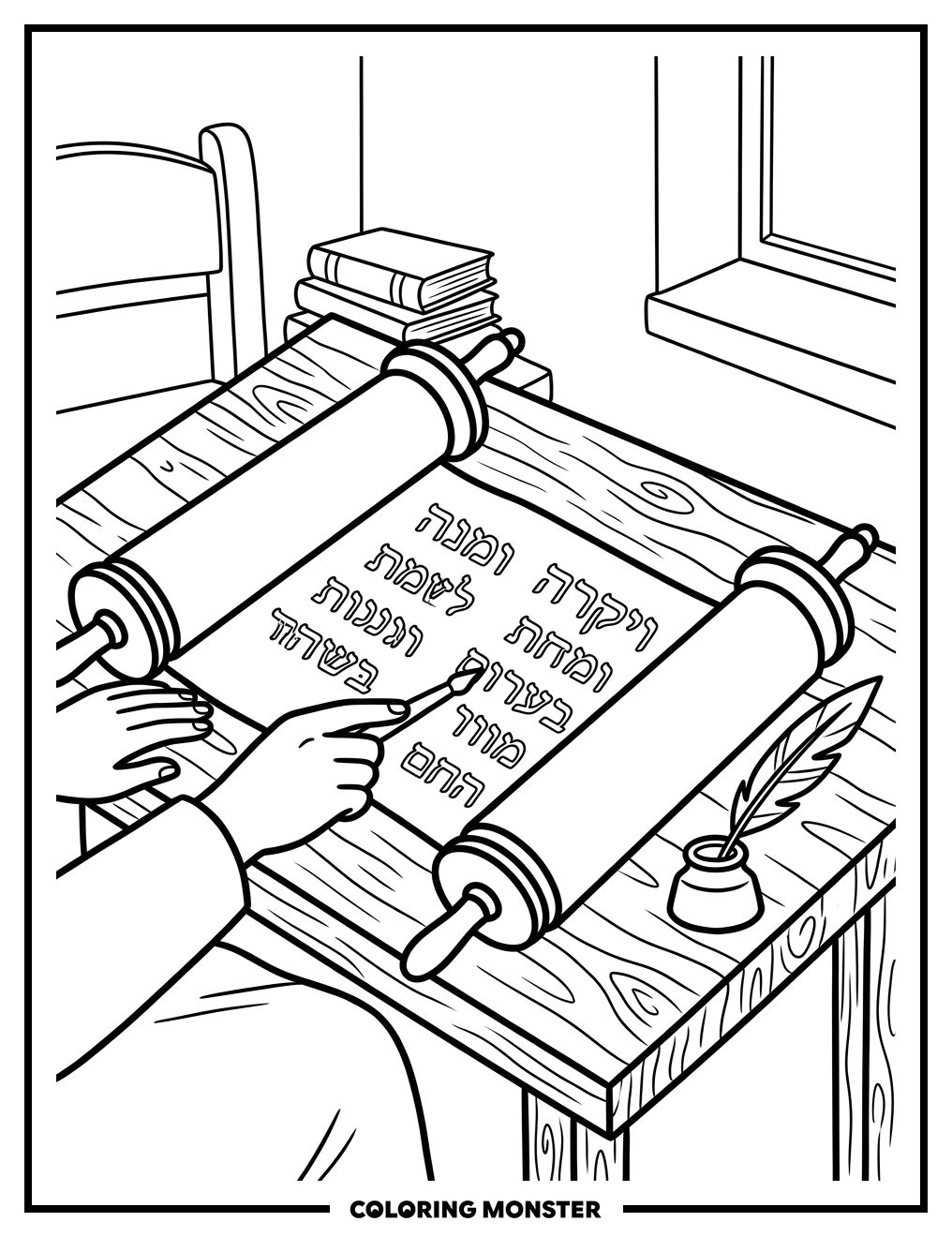 Reading The Torah Scroll Coloring Page