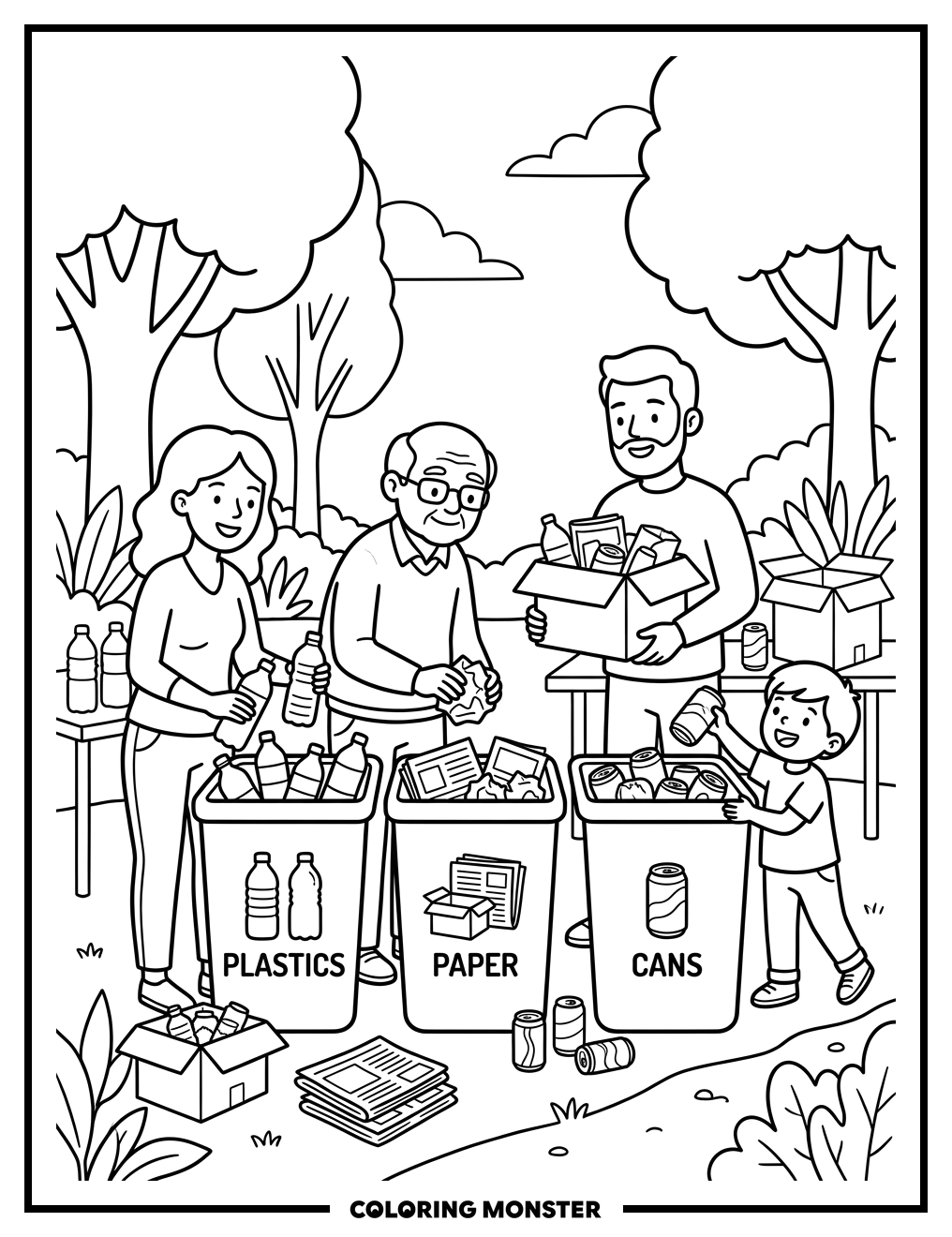 Recycling Day Fun Coloring Page