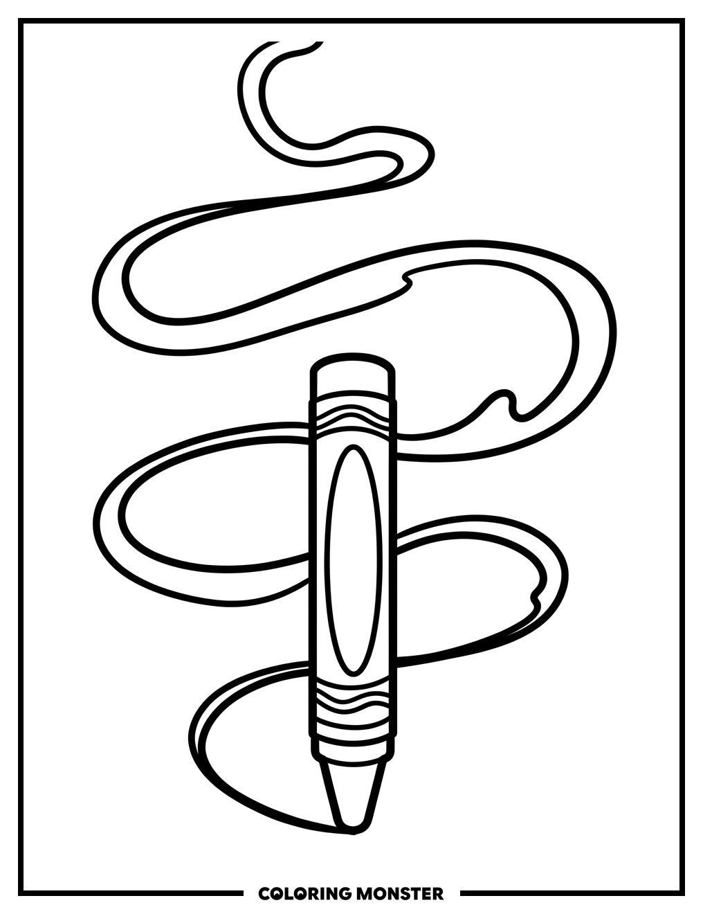 Red Crayon Drawing a Wavy Line Coloring Page