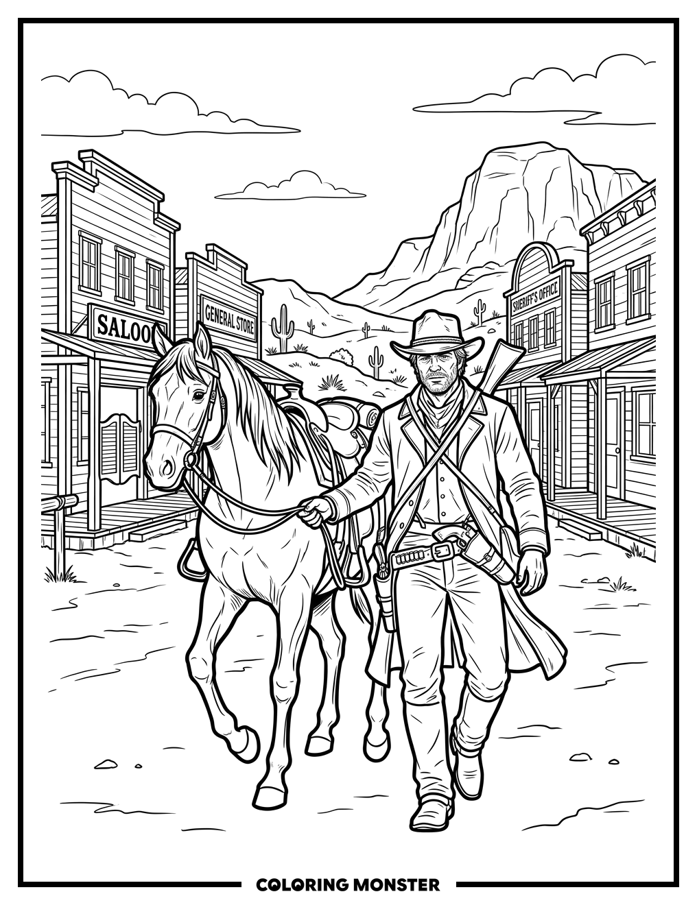 Red Dead Redemption Cowboy Coloring Page