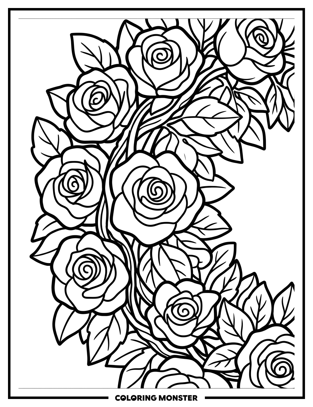 Red Rose Garland Coloring Page