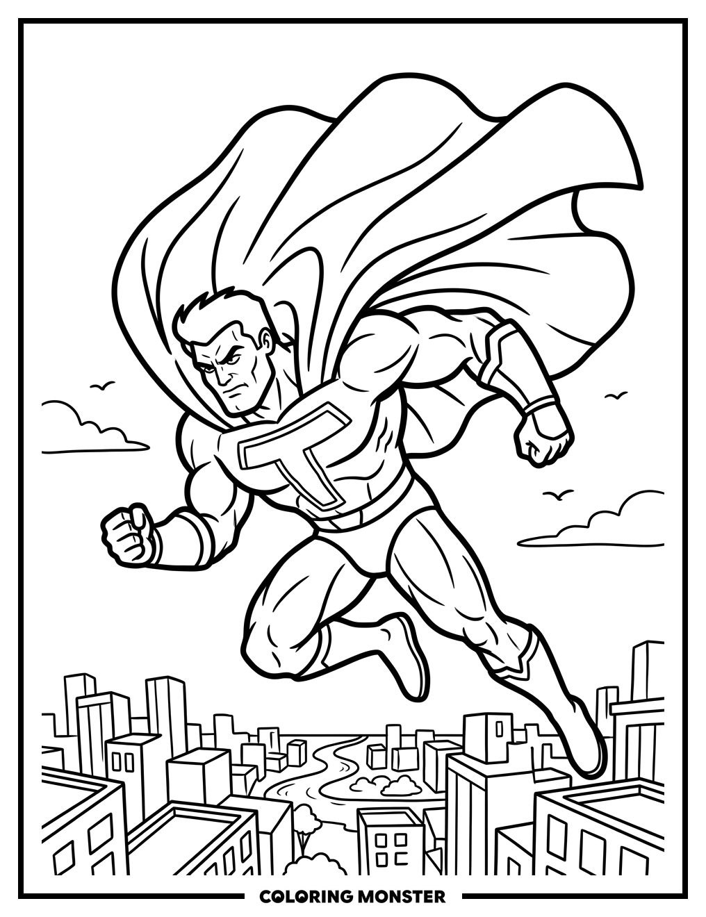 Red Titan Flying Hero Coloring Page