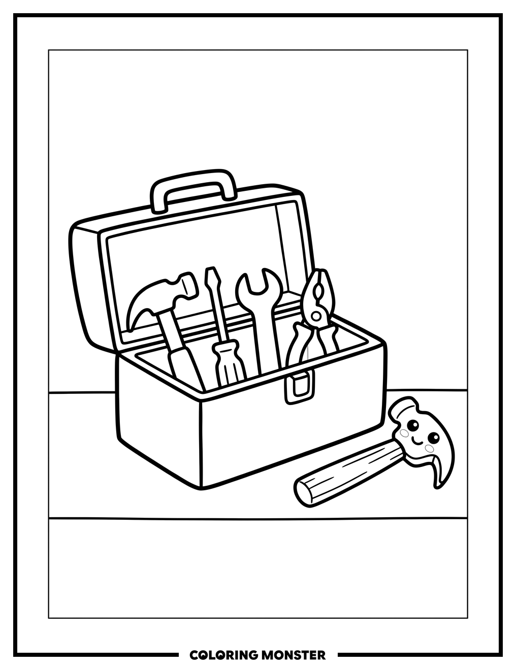 Red Toolbox With Tools Coloring Page