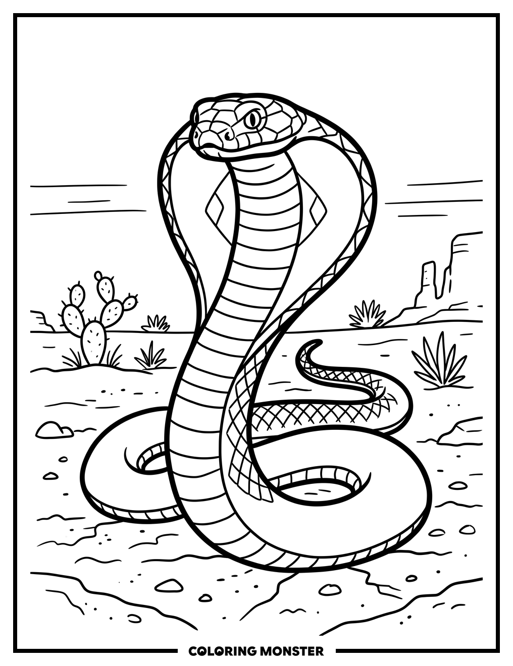 Regal Cobra in Desert Coloring Page