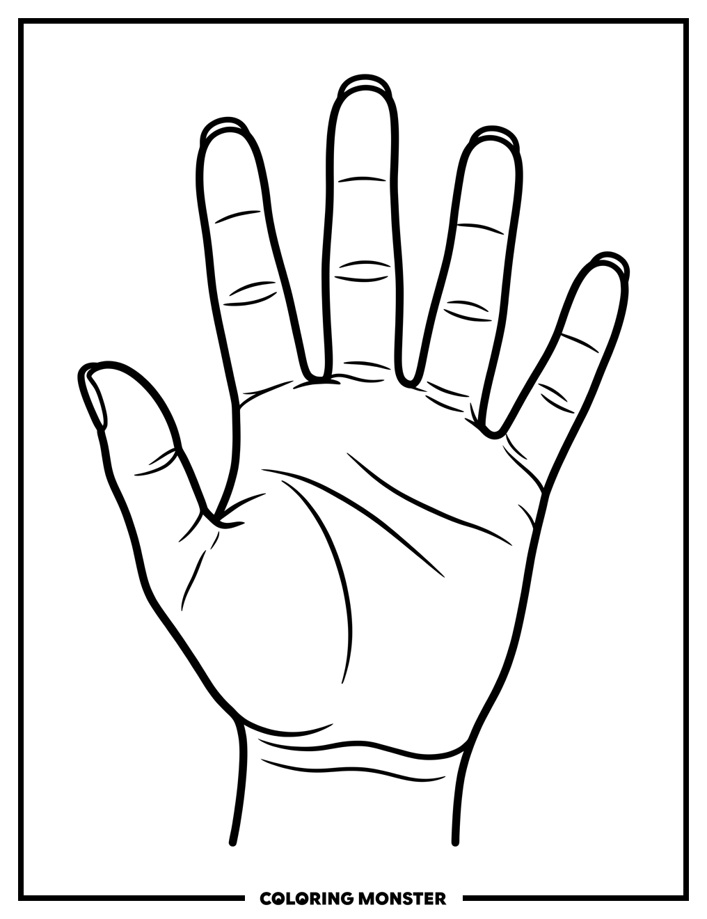 Relaxed Open Hand Coloring Page