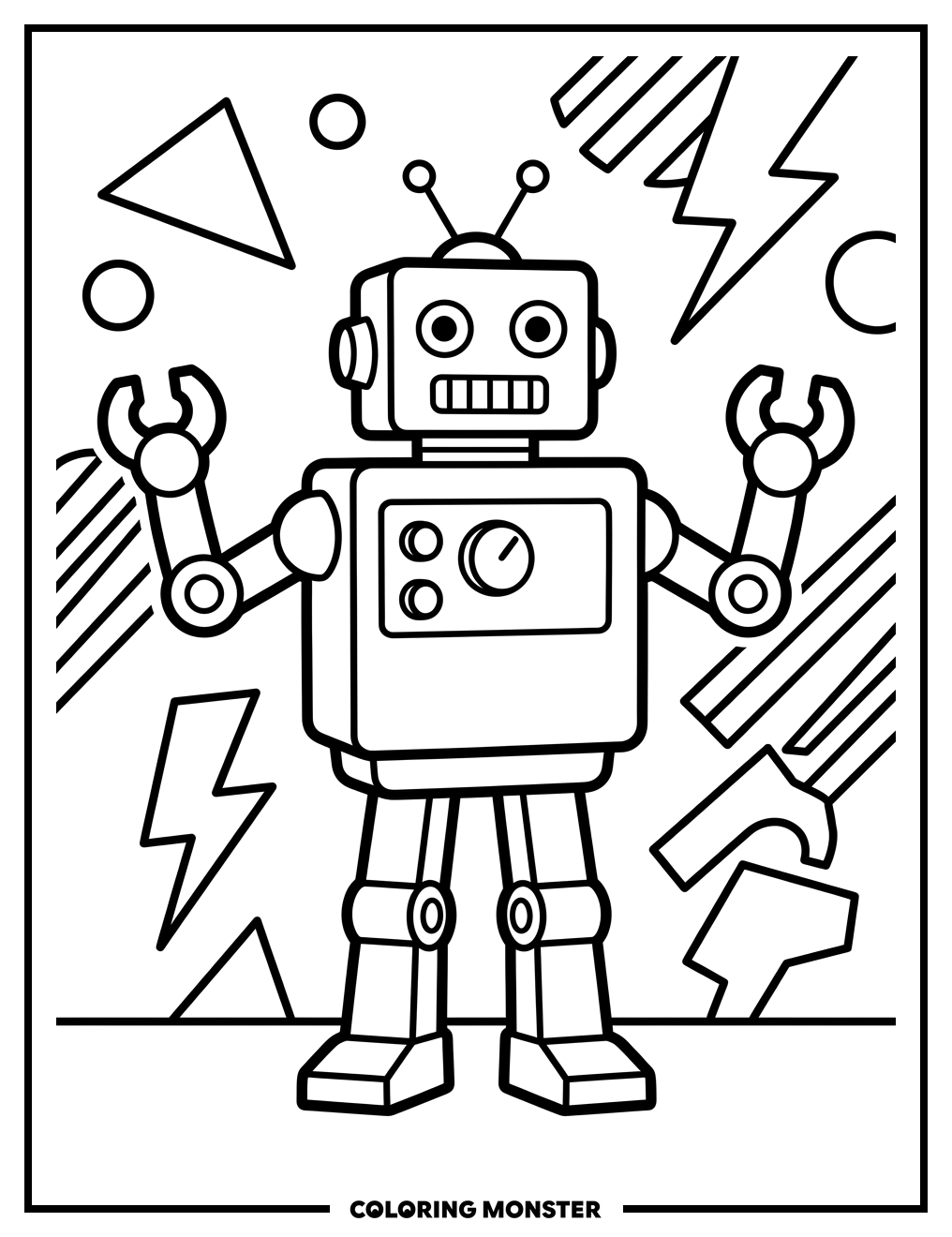 Retro 80s Robot Coloring Page