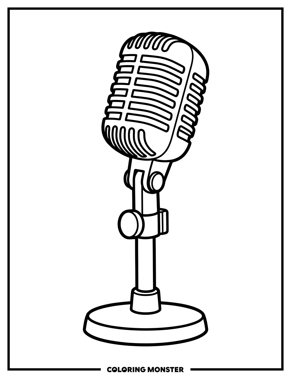 Retro Microphone Coloring Page