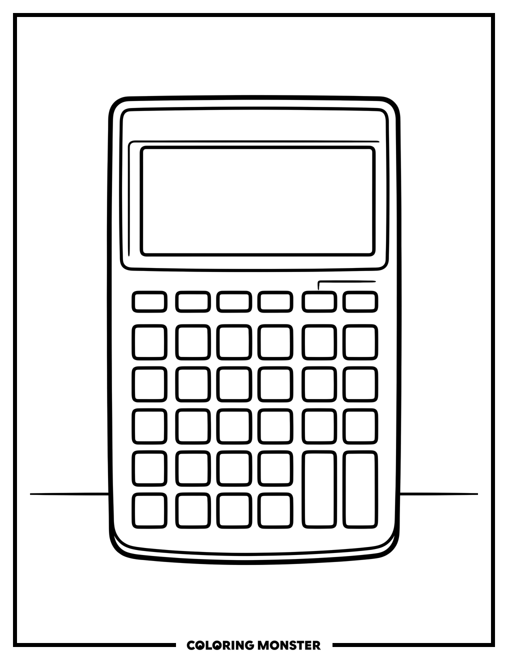 Retro Texas Instruments Calculator Coloring Page