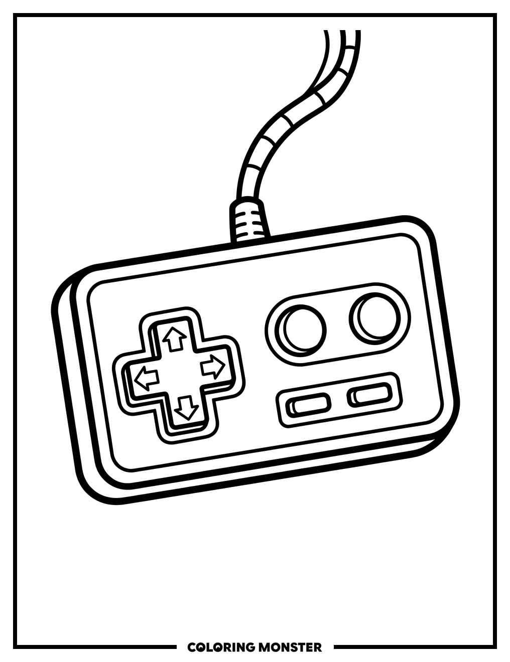 Retro Video Game Controller Coloring Page