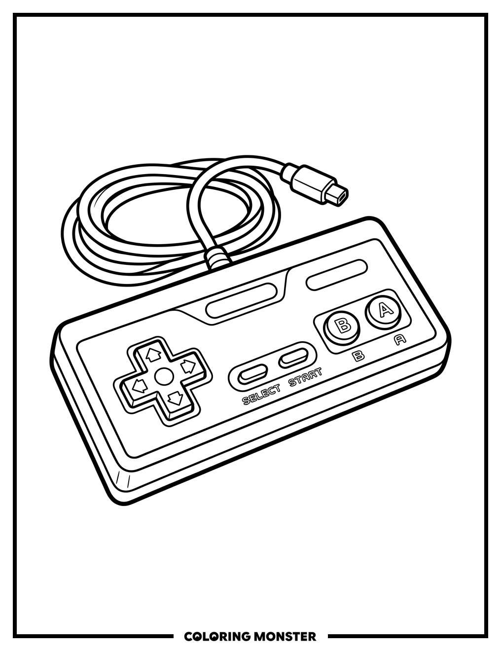 Retro Video Game Controller Coloring Page