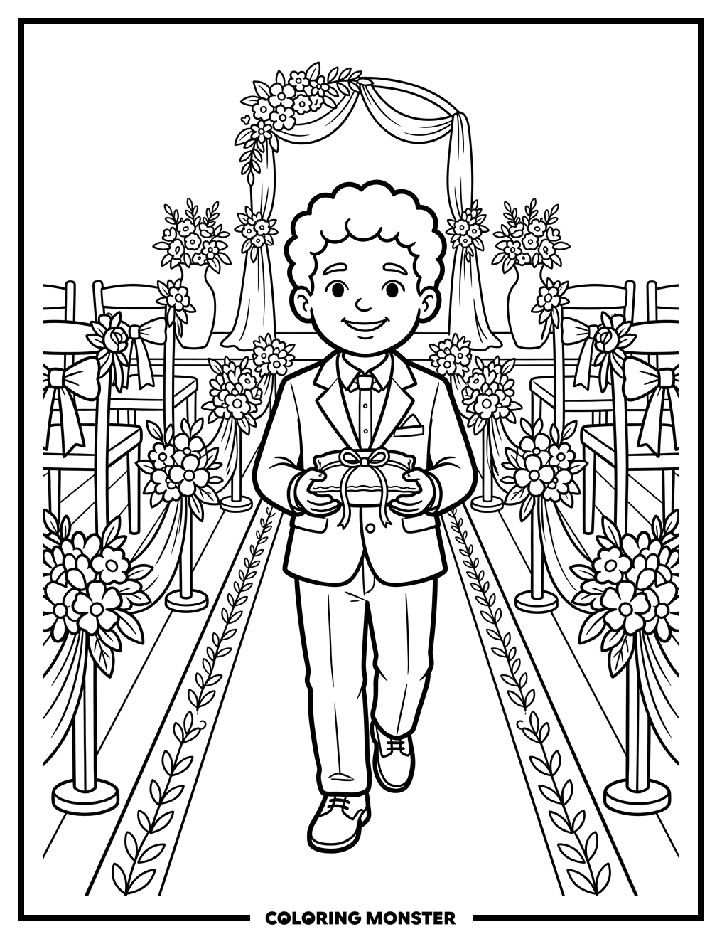 Ring Bearer with Pillow Coloring Page