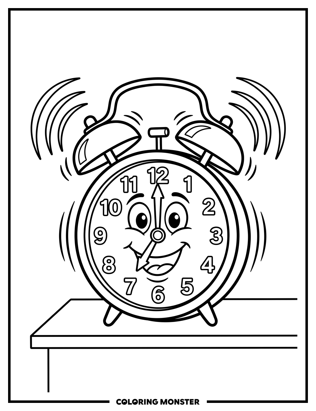 Ringing Alarm Clock Coloring Page
