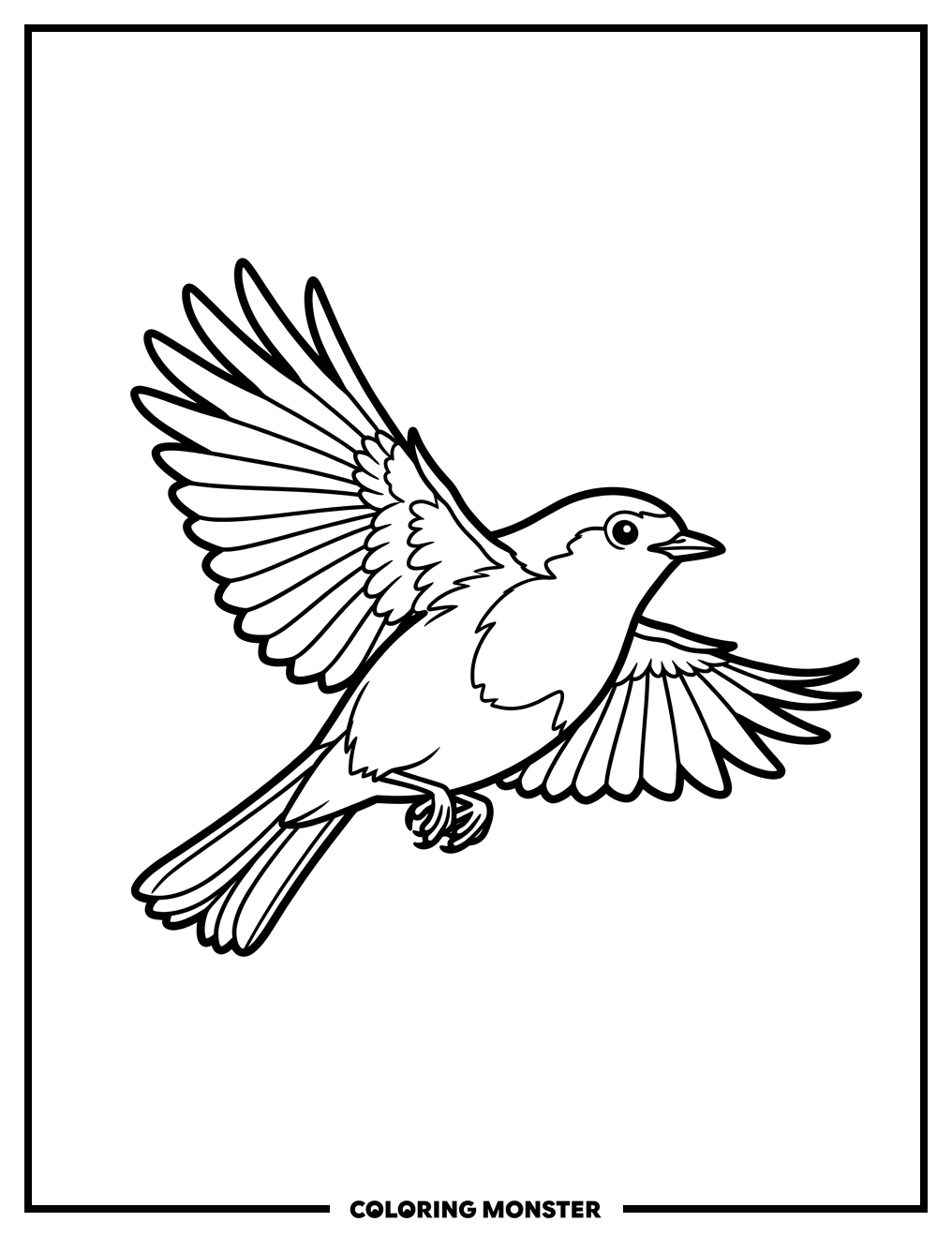 Robin in Flight Coloring Page