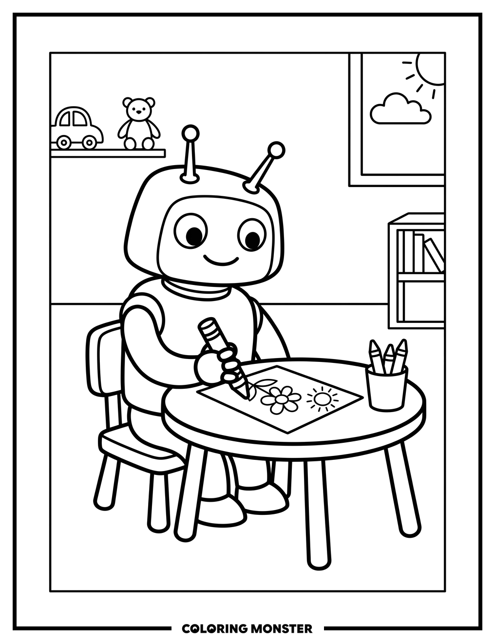 Robot Artist Coloring Coloring Page