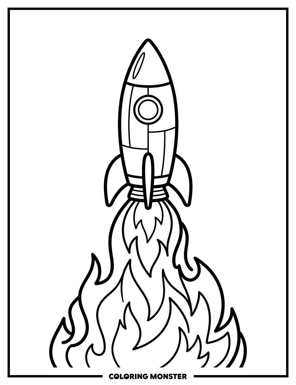Rocket Ship Blasting Off Coloring Page