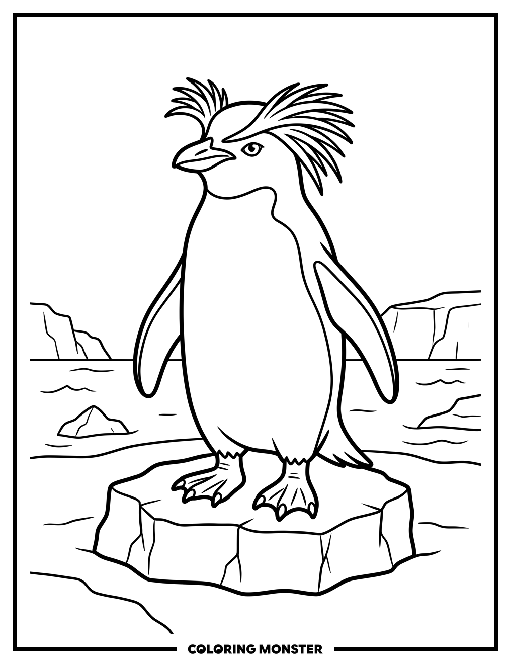 Rockhopper Penguin on Ice Coloring Page